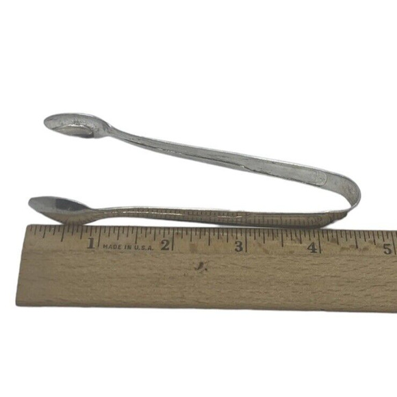 Vintage K&Y Korea Silver Plate 4.5" Sugar Tongs Midcentury Style Christmas Gift - Picture 7 of 11